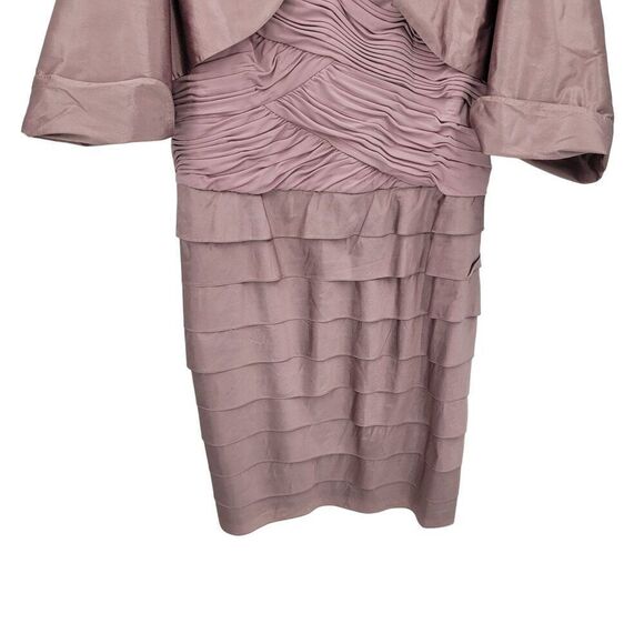 Adrianna Papell Plus Sz 22W Mauve Pink Tiered Ruffle Layered Cocktail Dress 2pc - Picture 5 of 13